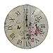 HIPPIH Silent Round Wall Clocks (12 Inches) Living Room Decorative Vintage/Country/French Style Wooden Clock(Round Flower)