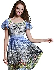 Chiffon General Print Summer 2015 Full-Skirt  Dress