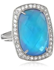 14k Gold over Sterling Silver Mother-Of-Pearl Rectangle Quartz Ring, Size 7