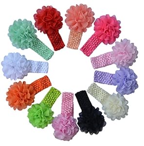 Qandsweet 12pcs Baby Girl's Hairbands Chiffon Flower 4