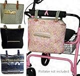 Handy Bag/Tote for Walker or Rollator - Pink Paisley with Yellow Background