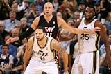 Miami Heat v Utah Jazz: Deron Williams and Zydrunas Ilgauskas Photographic Poster Print by Melissa Majchrzak, 36x24