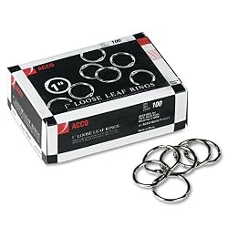 Acco Metal Book Rings, 1in Diameter, 100 Rings Per Box (ACC72202)
