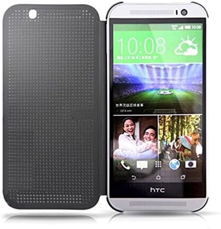 Htc One M9 Case, iVinco DEY DOT HTC ONE M9 Luxury Flip Slim Dot View Cover Case For HTC ONE M9 (HC M231) - Retail Packaging (Dark Gray / Warm Black)