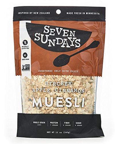 Seven Sundays Muesli - Bircher Unsweetened Apple Cinnamon - Non-GMO Certified, Gluten Free, Hot or Cold Breakfast Muesli {12 oz. pouches, 6 count}
