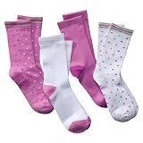 Girls' Growing Socks by Richelieu 4-pk. Jersey Crew Socks - Pink Polka Dot