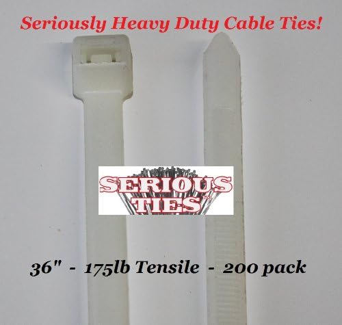 Serious Ties - Extra Heavy Duty Cable Ties (200, 36 inch/175Lbs/Natural)