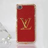 Louis Vuitton Hard Back Cover with Gold Frame Leather Case for Iphone 4/4s