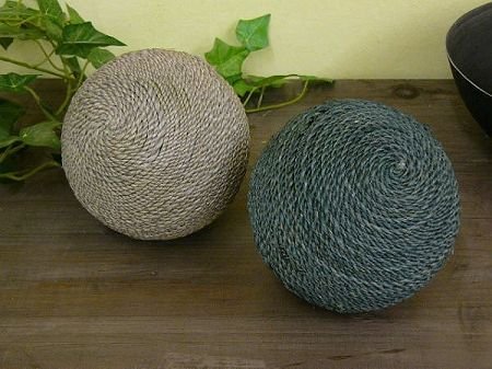 DEKOKUGEL - SET SISAL 2-TLG KUGEL BADDEKO GRAU & PETROL Ø 15 CM