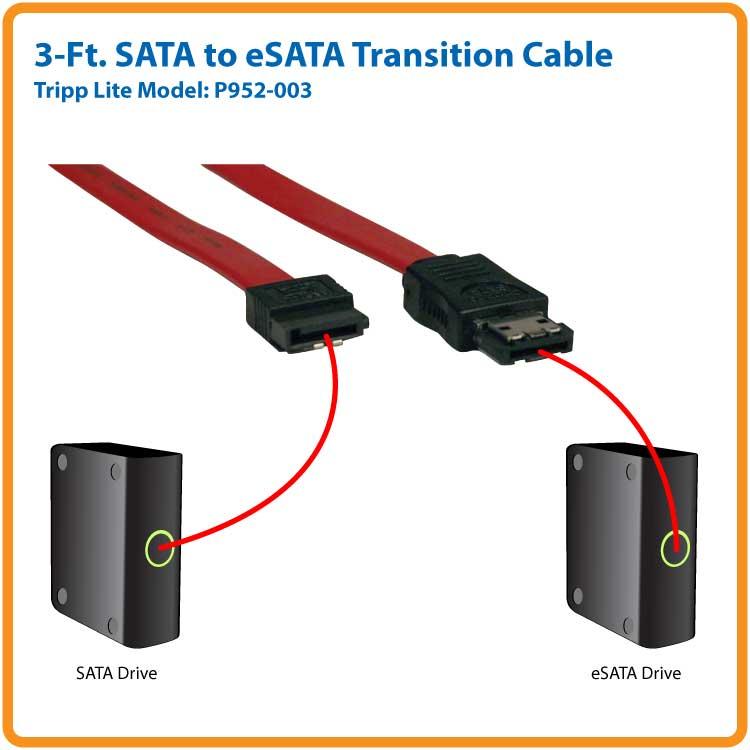 Tripp Lite SATA to eSATA Transition Cable (7Pin/7Pin) 3ft.(P952003) Computers