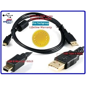 Pro-Techgroup 6 ft Premium GOLD Grade USB2.0 A to Mini B 5-pin for Digital Camera camcorder, Cell phone, PDA, MP3, Sony PSP, all portable digital devices with Mini B 5-pin
