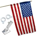 30"X50" US Nylon flag with sewn stripes & embroidered stars with 5' wood pole banner Kit with bracket