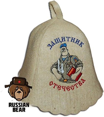 RussianBear White Wool Hat for Sauna Banya Bath House Defender of Motherland Head Protection