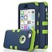 ULAK iPhone 5C Case, iPhone 5C Kids Case, Heavy Duty Shockproof Soft Silicone Rubber Hard Plastic Hybrid Protection Kidproof High Impact Case Cover for Apple iPhone 5C-Navy Blue/Lime Green