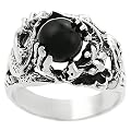 Sterling Silver Men's Black Onyx Dragon Ring