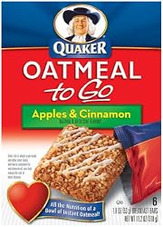 Quaker Oatmeal To Go Apples & Cinnamon Squares, 6-Count Boxes (Pack of 6)