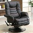 Swivel Recliner Chair with Flair Tapered Arm in Black Leatherette