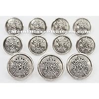 New ANTIQUED SILVER Toned METAL ~HERALDIC LION CREST~ Sport Coat BLAZER BUTTON SET