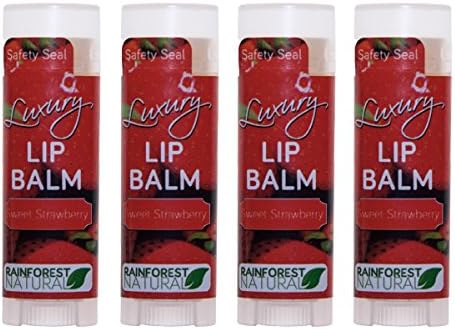 Rain Forest Natural Luxury Lip Balm, Sweet Strawberry, 4 Count