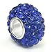 Sterling Silver Blue Crystal Ball Bead Charm
