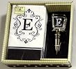 Gift Set of 30 Monogram Paper Guest Towels and 1 Monogram Glass Winestopper - E Gift Set of 30 Monogram Paper Guest Towels and 1 Monogram Glass Winestopper - E