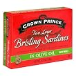 Crown Prince Two Layer Brisling Sardines in Olive Oil;3.75-Ounce Cans (Pack of 12)