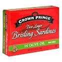 Crown Prince Two Layer Brisling Sardines in Olive Oil; 3.75-Ounce Cans (Pack of 12)