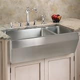 36 Optimum Stainless Steel 70/30 Double Well Angled Apron Farmhouse Sink