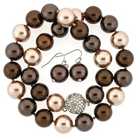 Luxurious Shell Pearl Majorca Necklace Chocolate Multi-Color 14mm 18 Single... by