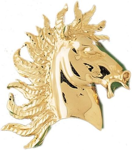 Dazzlers Solid 14 Karats Gold Horse Head Charm Pendant Available in Three Colors From Jewelsberry