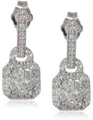 Sterling Silver Cluster Octagon Diamond Earrings (1/2 Cttw, H-I Color, I2 Clarity)