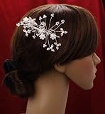 Bridal Prom Party Hair Flower Swaroski & White Pearls