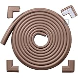 Roving Cove&reg; 16.2 ft (15ft Edge + 4 Corners) 'Safe Edge&reg; and Corner Cushion' - Value Pack - COFFEE; Premium Childproofing Edge Corner Guard - PRE-TAPED CORNERS; Child Safety Home Safety Furniture Bumper and Table Edge Corner Protectors EXTRA PURE, EXTRA DENSE, EXTRA LONG
