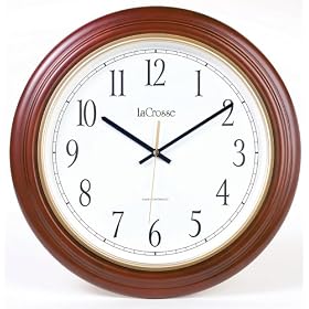 River City Clocks Radio-controlled Post Office Wall Clock with Cherry Finish - 16 Inch Diameter - Model # 801-401