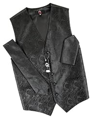 Brand Q Wedding Vest Set Black Paisley 3pcs Tuxedo Vest + Necktie +... by Brand Q