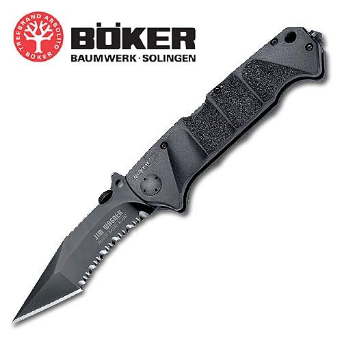 Jim Wagner Folder, Black FRN Handle, ComboEdge Jim Wagner Folder, Black FRN Handle, ComboEdge Hunting Knives