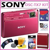 Cheap Sony DSCTX7 DSC-TX7 10.2MP CMOS Digital Camera with 4x Optical Zoom with Optical Steady Shot Image Stabilization and 3.5-inch Touch Screen LCD in Red + 8GB Accessory Kit