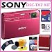 Sony DSCTX7 DSC-TX7 10.2MP CMOS Digital Camera with 4x Optical Zoom with Optical Steady Shot Image Stabilization and 3.5-inch Touch Screen LCD in Red + 8GB Accessory Kit