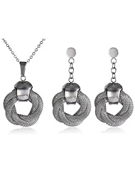 Stainless Steel Mesh Pendant and Earrings Set