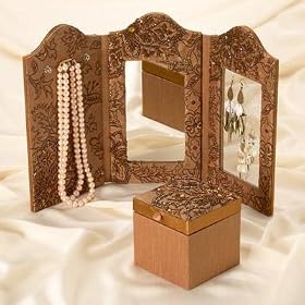 Earring Necklace Stand - Embroidered and beaded frame ~ Tri-fold