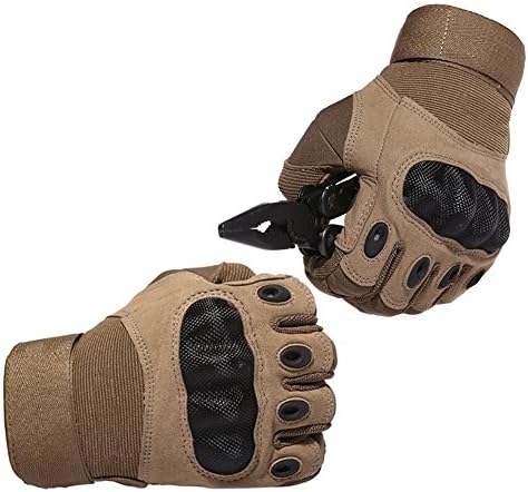 iBlood Men's Hard Knuckle Full-finger Tactical GYM Weightlifting Exercise Airsoft Hunting Riding Sport Cycling Parkour Fitness Fingerless Gloves (Sand Grey, M)