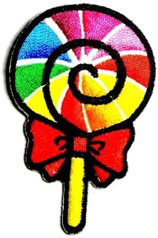 3 Inch Rainbow Fancy Sweet Lollipop Candy Kid Appliques Hat Cap Polo Backpack Clothing Jacket Shirt DIY Embroidered Iron On / Sew On Patch
