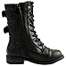 Forever Link Girls Mango 61K Lace Up Boots | Combat Boots for Girls | Zipper Boots | Toddler Girl Shoes | Little Girl Shoes,Black,2