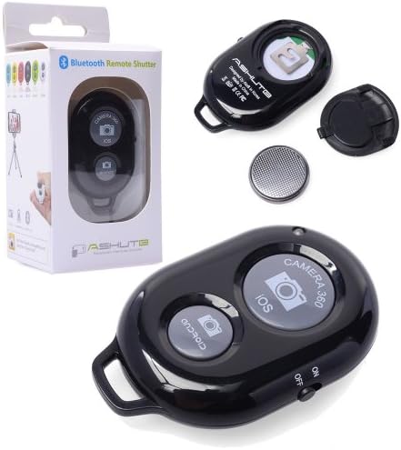 Annzon Wireless Camera Bluetooth Self-timer Remote Shutter Controller for Iphone 5 5s 5c 4s 4, Ipad 5 4 3 Ipad Air Mini, Samsung Galaxy S4 S3 Note 3 2, Android Phone IOS android mtk samsung xiaomi 1s 2s 3+ mobile Smartphone Tablet Ipad 3 2 mini iPod Sony xperia Samsung Galaxy S2 S3 S4 S5 Note 1 2 3 GALAXY Tab 2 note8 10.1+ Note 1/2/3+ Nexus 4 5 7 DC449, wide Operational up to 30 feet (Black)