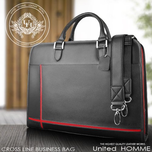 United HOMME★●UHクロスラインビジネスバッグ★UH-2079　牛革書類鞄かばん　ショルダーストラップ肩紐付き