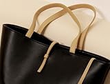 Classic Fashion Leather Tote Bags with Coin Wallet (Black)