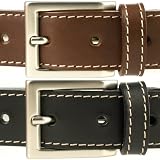 Mens Quality Stitched Leather Belt Made in UK, 38-42, Brown