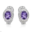 Earrings With 3.90ctw Precious Stones - Genuine Amethysts and Clean Diamonds Beautifully Designed in 14K White Gold. Total item weight 8.9g Length 20mm