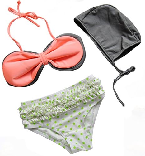 Lovely Bowknot 3 Piece Bikini Baby Girls Swimsuit Swimwaer (XL (5-8 years old))