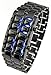 YouYouPifa Men's Stainless Steel Lava Blue LED Digital Bracelet Watch (Black)